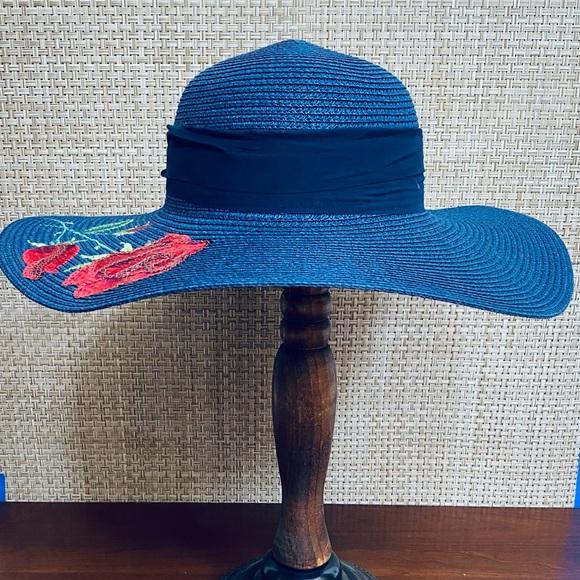 🌟3xHP🌟Glam Old Hollywood Rose Sequin Navy Hat - Picture 7 of 14